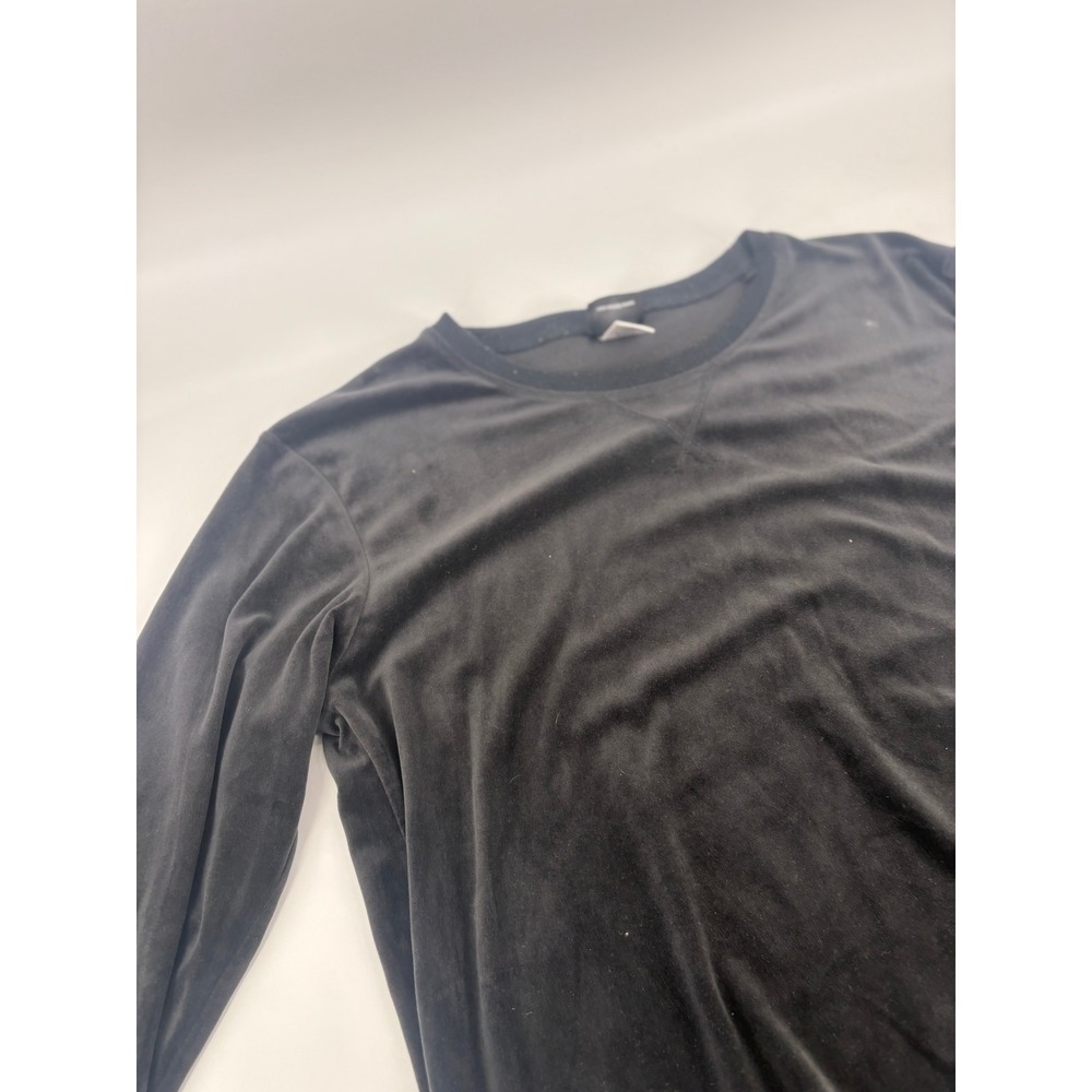 Felina Black Velour Crewneck Long Sleeve Pullover Sweatshirt Women's M M